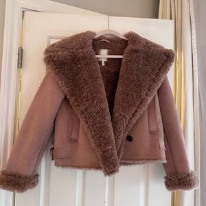 Avec Les Filles Cropped Faux Suede Coat